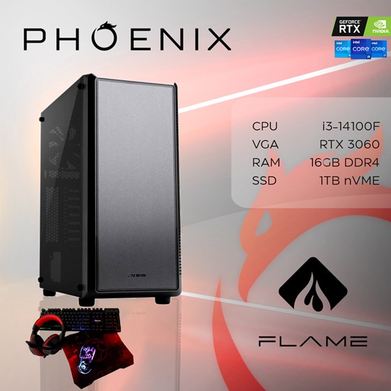 Stolno računalo Fenix 601 Intel i3 14100,16GB DDR4,NVMe SSD 1TB, dos