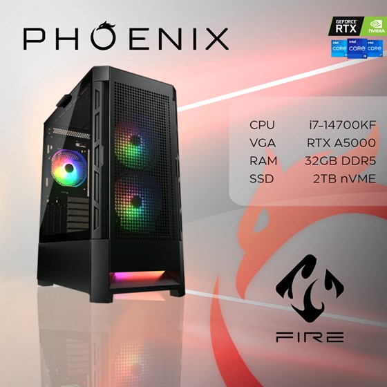 Stolno računalo Fenix 707 Intel i7 14700,32GB DDR5,NVMe SSD 2TB,RTX A5000 2,dos