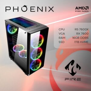 Stolno računalo Fenix 725 AMD Ryzen 5 7600X,16GB DDR5,NVMe SSD 1TB,RX7600,dos
